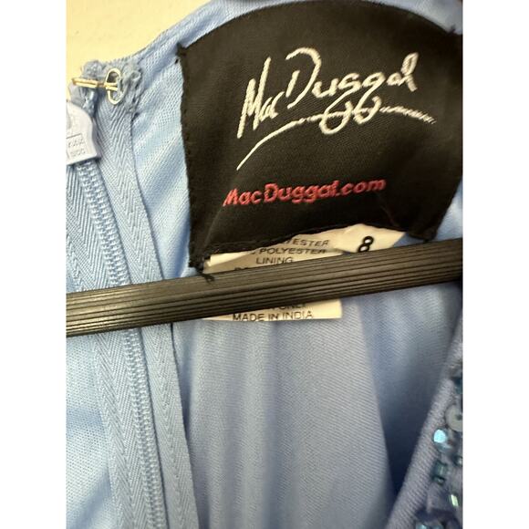 New Mac Duggal Blue Sequin Embellished V-Neck Evening Dress 5510 Size 8 - Picture 10 of 13